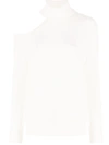 L Agence Easton Cold-shoulder Sweater In Ivory