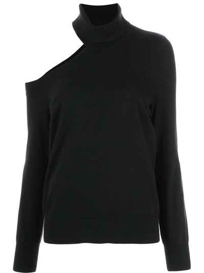 L Agence Easton Cold-shoulder Sweater In Black