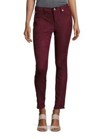 7 For All Mankind Gwenevere Snakeskin Ankle Jeans In Merlot