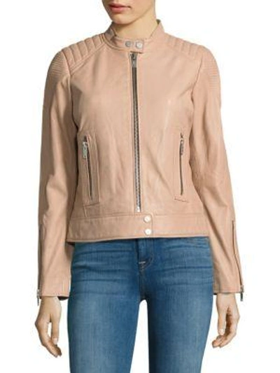 7 For All Mankind Leather Moto Jacket In Nude Pink