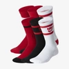 Nike Everyday Kids' Cushioned Crew Socks (6 Pairs) In White/black/red