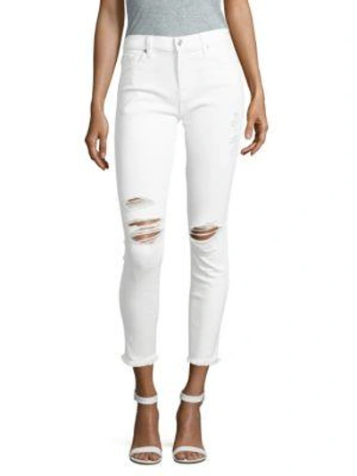 7 For All Mankind Distressed Ankle Jeans In White