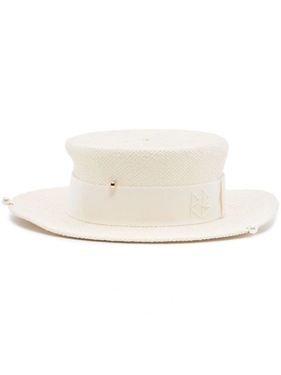 Ruslan Baginskiy Chain Strap Boater Hat In White