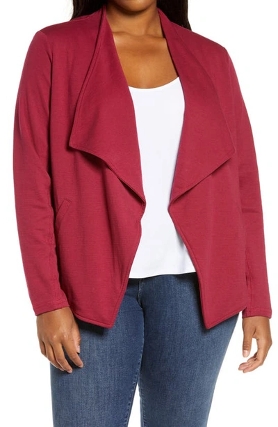 Caslonr Caslon(r) Drape Collar Knit Blazer In Burgundy Beet