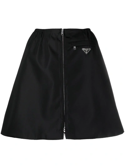 Prada Black Gabardine Re-nylon A-line Skirt