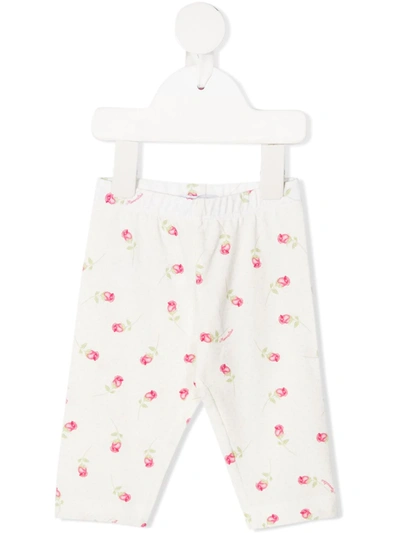 Monnalisa Babies' Flower Print Trousers In Cream
