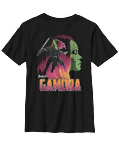 Fifth Sun Kids' Marvel Big Boys Infinity War Gamora Head Profile Short Sleeve T-shirt In Black