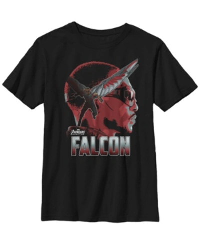 Fifth Sun Kids' Marvel Big Boys Infinity War Falcon Big Head Profile Short Sleeve T-shirt In Black