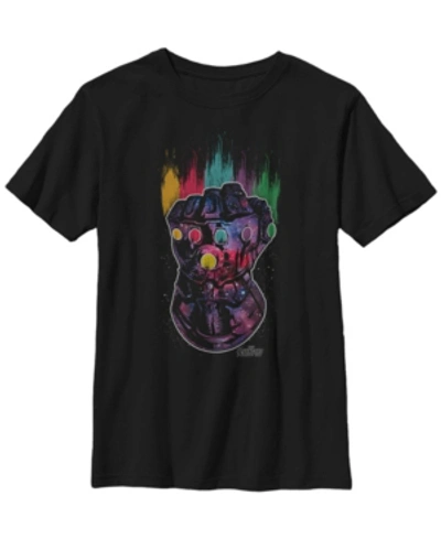 Fifth Sun Kids' Marvel Big Boys Infinity War Galaxy Paint Gauntlet Short Sleeve T-shirt In Black