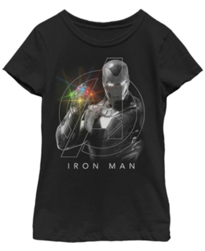 Fifth Sun Kids' Girl's Marvel Avengers: Endgame Glowing Stones Logo Overlay Portrait Child T-shirt In Black