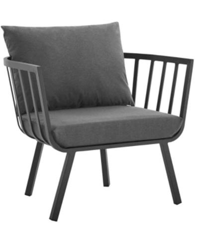 Modway Riverside Outdoor Patio Aluminum Armchair In Charcoal/gray