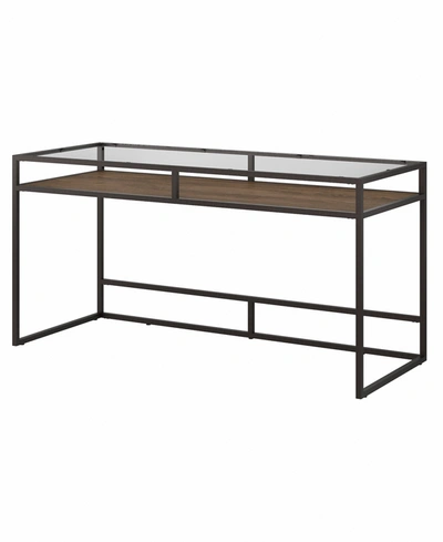 Bush Furniture Anthropology 48w Glass Top Writing Desk In Brown