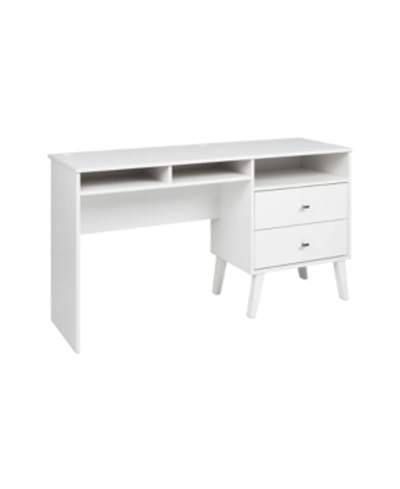 Prepac Milo Desk With Side Storage And 2 Drawers In White