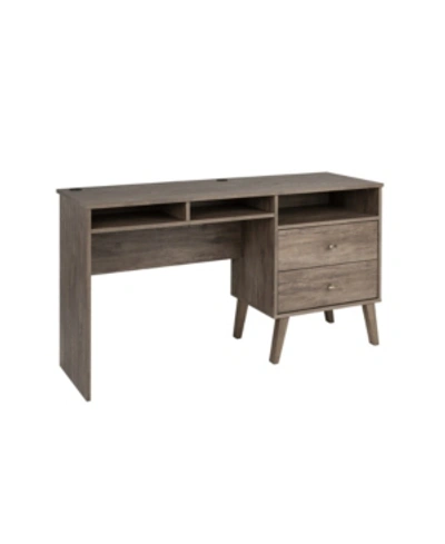 Prepac Milo Desk With Side Storage And 2 Drawers In Drift Gray