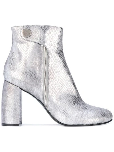 Stella Mccartney Metallic Alter Snakes Skin Ankle Boots In Silver