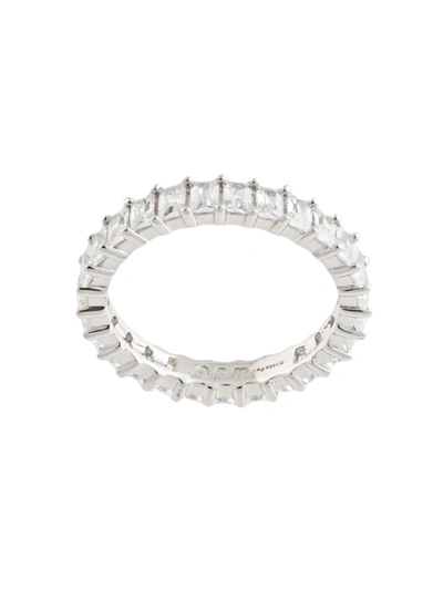 Apm Monaco Romance Zirconia-embellished Thin-band Ring In Silver