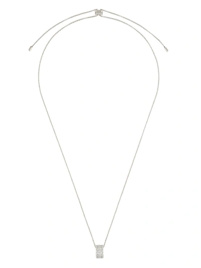 Apm Monaco Romance Double Ring Pendant Adjustable Necklace In Silver