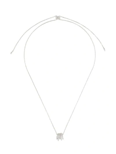 Apm Monaco Croisette Hoop Pendant Adjustable Necklace In Silver