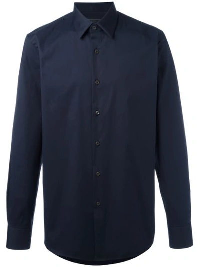 Prada Button-up Long-sleeve Shirt In Blue