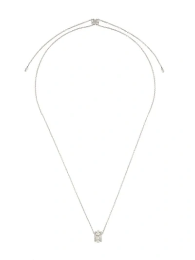 Apm Monaco Romance Double Paved Hoop Pearl Necklace In Silver