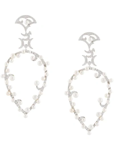 Apm Monaco Eden Moon Pear-shaped Earrings In Silver