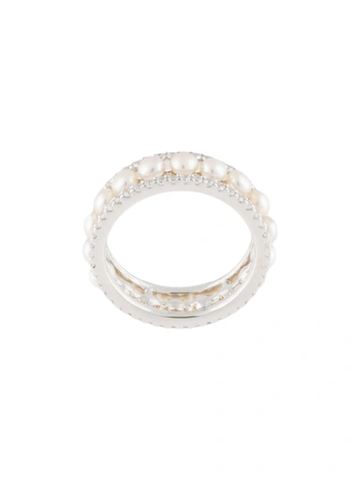 Apm Monaco Romance Pearl-embellished Ring In Silver