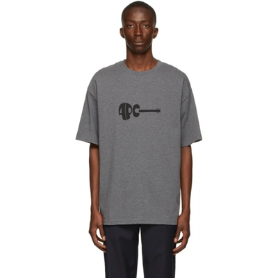 Apc Mael Logo-print Mélange Cotton-jersey T-shirt In Gray