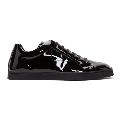Fendi Monster Patent Leather Sneakers In Black