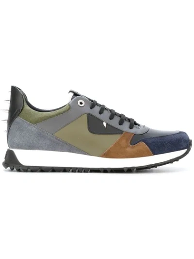 Fendi Bag Bugs Leather & Suede Sneakers In Multicolor