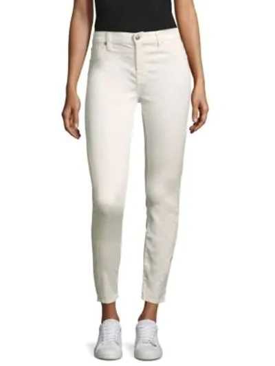 7 For All Mankind B(air) Mid-rise Ankle Skinny Jeans With Faux Front Pockets In White