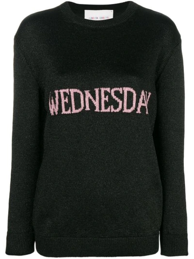 Alberta Ferretti Oversized Wednesday Lurex Knit Sweater In Nero
