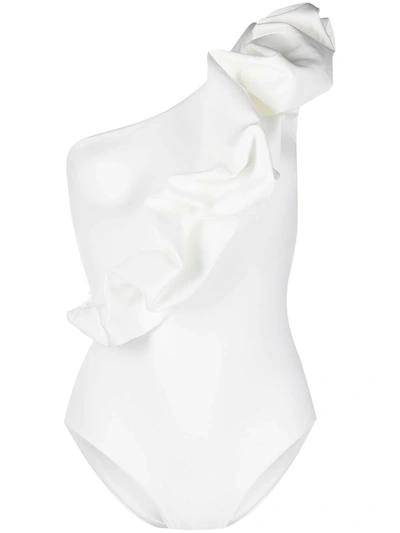 Maygel Coronel One-shoulder Swimsuit In White