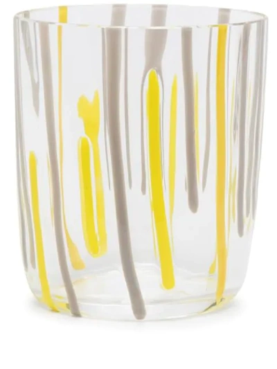 Carlo Moretti Stripe Detail Crystal Glass In Yellow