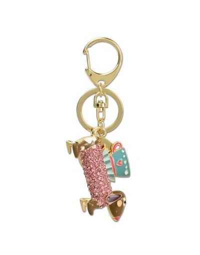 Moschino Gold Heart Logo Keychain