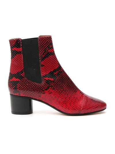 Isabel Marant Danae Embossed Ankle Boots In Red