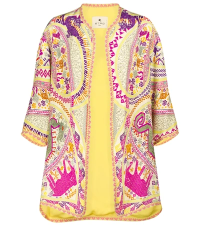 Etro Kesa Silk-blend Fluorescent Dragon-print Jacket In Multicolour