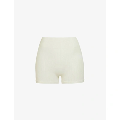 Skims Ribbed Stretch-woven Shorts In Bone