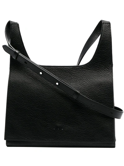 Aesther Ekme Messenger Grained-leather Cross-body Bag In Black