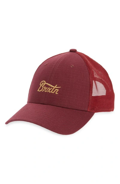 Brixton Stitch Trucker Hat In Dark Brick