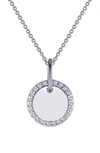 Lafonn Classic Simulated Diamond Round Disc Pendant Necklace In Clear/ Silver