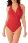 Miraclesuitr Miraclesuit Rock Solid Wrap Front One-piece Swimsuit In Cayenne