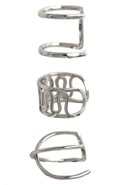 Sterling Forever Simple 3-pack Ear Cuff Set In Silver
