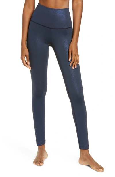 Beyond Yoga Twinkle High Waist 7/8 Leggings In Nocturnal Navy Shiny