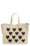 Btb Los Angeles Be Mine Straw Tote In Natural/black