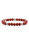 Lagos Signature Caviar Stone Beaded Stretch Bracelet In Jasper