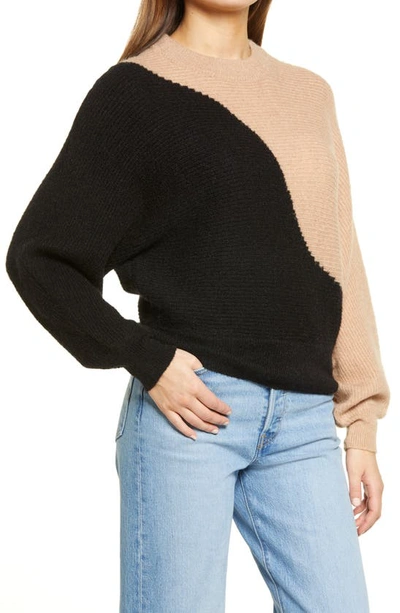 All In Favor Colorblock Sweater In Black-cream