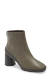 Camper Upright Column Heel Bootie In Dark Green Leather