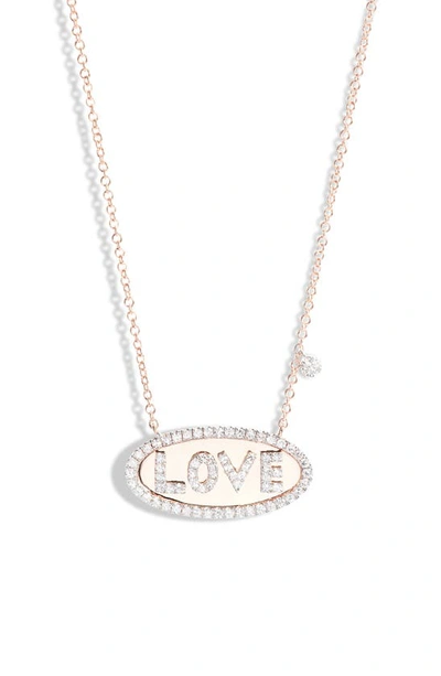 Meira T Love Diamond Pendant Necklace In Rose Gold