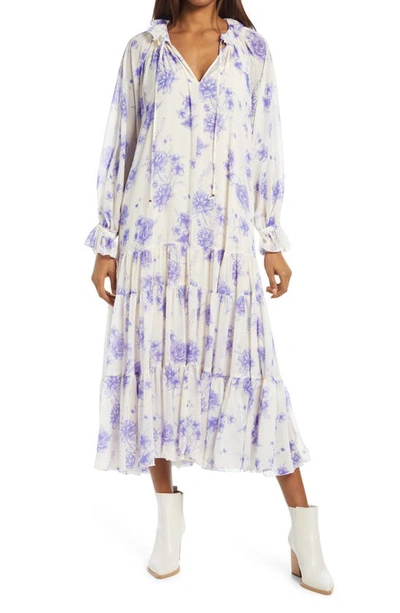 Free People Feeling Groovy Floral Print Maxi Dress In Cream-white In Vintage Ivory