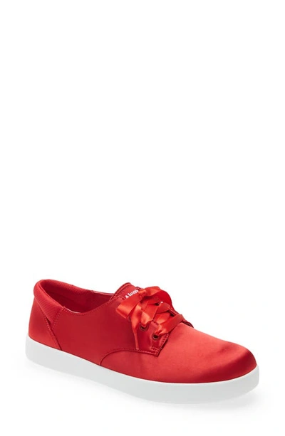 Alegria Poly Sneaker In Red Satin Leather